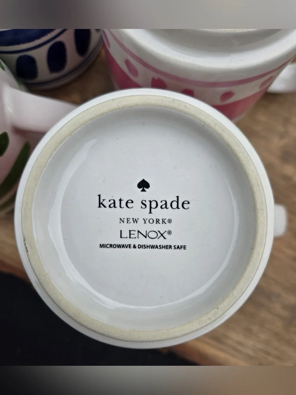 kate spade Striped & Dot Ceramic Mugs in Red, Blue, Green, Pink - Set of 4